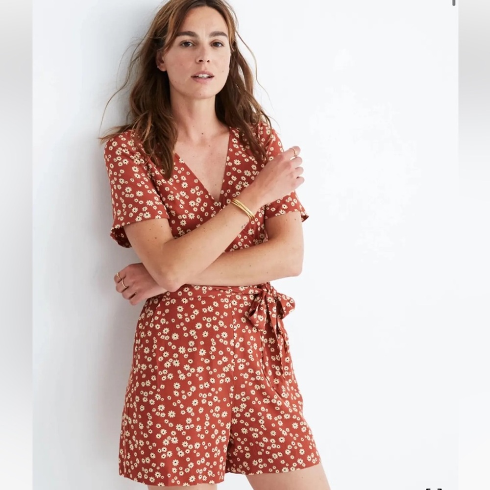 Madewell Wrap-Front Floral Daisy Romper